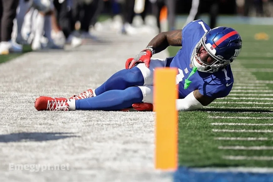 Giants WR Malik Nabers Exits Field on Cart Due to Leg Injury
