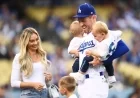 Chelsea Freeman Celebrates Postseason in Dodgers No. 5 Jersey with Sons
