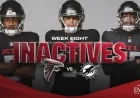 Atlanta Falcons Announce Inactive Players for Game Against Miami Dolphins