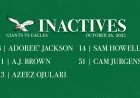 Giants vs. Eagles: Key Players Out