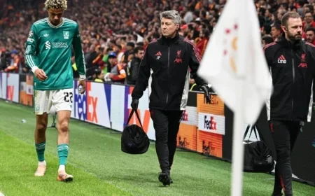 Liverpool’s Hugo Ekitike sidelined with leg injury during Champions League match