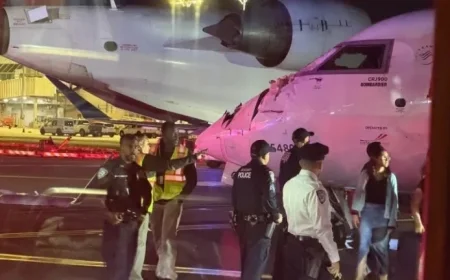Regional Jet Collision at LaGuardia: Wing Crashes Into Cockpit Window