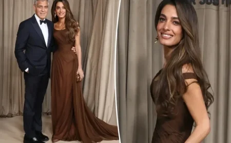 Amal Clooney Radiates Old Hollywood Glamour Alongside George at Albie Awards