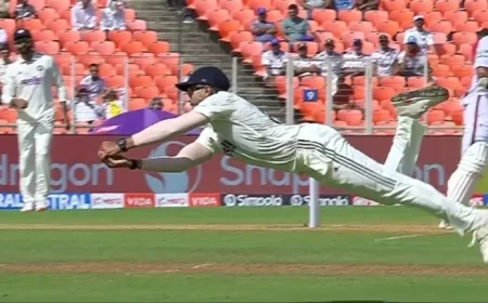 Nitish Reddy’s Spectacular Flying Catch Ends Tagenarine Chanderpaul’s Innings at 8 Runs Watch Now