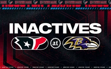 Key Texans Players Unavailable for Week 5 Showdown Against Baltimore Ravens