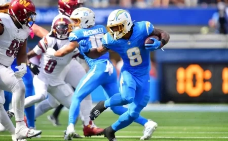 Chargers Rookie RB Omarion Hampton Sidelined on IR Due to Ankle Injury