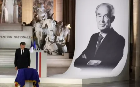 Live Coverage Robert Badinter at the Pantheon Emmanuel Macron Arrives for the Ceremony