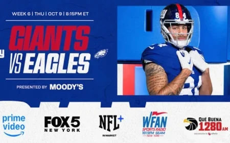 Giants vs Eagles Week 6 Guide: Where to Watch, Listen, and Live Stream