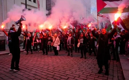 Pro-Palestinian Demonstrators Rally at Stadium Before Norway vs Israel World Cup Qualifier