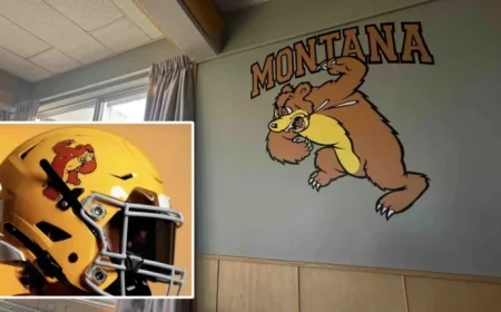 Montana’s Slobbering Bear College Mascot Returns with a Helmet Debut