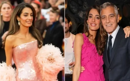 Amal Clooney Turns Heads in Hot Pink Mini Dress After Wearing Sparkling Tamara Ralph Gown at London Film Festival