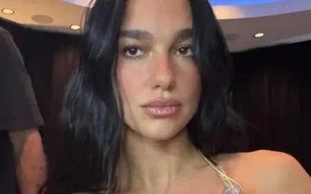 Dua Lipa Shines in Dazzling Disco-Inspired Sequined Bodysuit