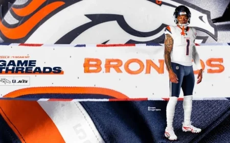 Broncos Unveil Stunning Summit White Jerseys and Midnight Navy Pants for Showdown Against Jets