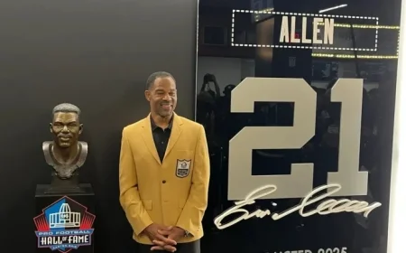 Raiders reveal Eric Allen Hall of Fame plaque at Allegiant Stadium unveiling ceremony