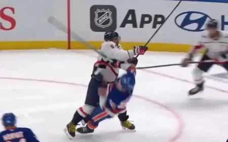 Alex Ovechkin effortlessly levels Casey Cizikas during Capitals power play showdown