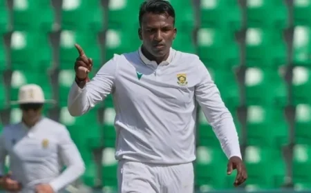 South Africa’s Spinner Muthusamy Takes 6 Wickets to Dismiss Pakistan for 378 in First Test