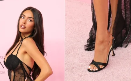 Madison Beer Stuns in Satin Minimalism with Jimmy Choo on the Pink Carpet at Victoria’s Secret Fashion Show 2025
