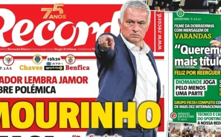 Press Review: Mourinho Expresses Frustration and Attacks as Rui Costa Stands Firm Without Offering Lame Excuses
