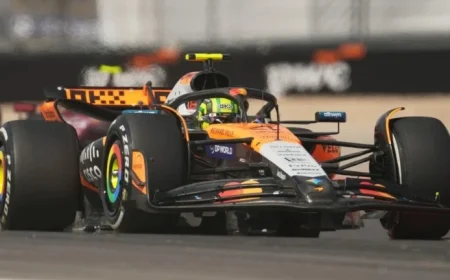 United States GP Lando Norris Leads in Only Practice Session Surpassing Title Rivals Oscar Piastri and Max Verstappen