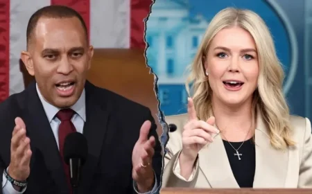 Karoline Leavitt Criticizes Hakeem Jeffries as ‘Stone-Cold Loser’ Following His ‘Demented’ Comment