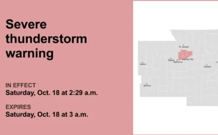 Severe Thunderstorm Warning Issued for Kansas City Area Until 3 AM Saturday