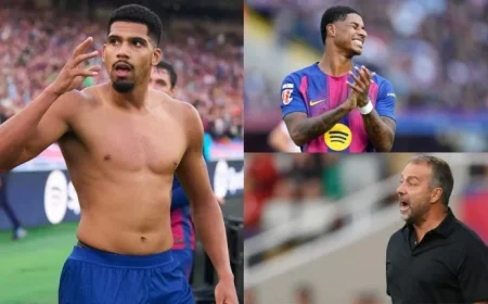 Barcelona player ratings vs Girona Ronald Araujo’s last-minute heroics save the day while Hansi Flick’s frustration boils over as Marcus Rashford misses opportunity