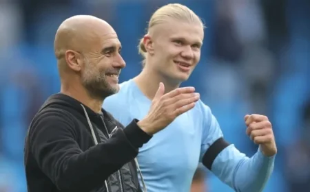 Pep Guardiola Jokingly Bemoans Erling Haaland’s Double Strike and Issues Man City Warning After Everton Victory