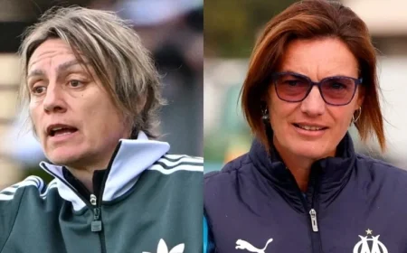 Former French Teammates Sandrine Soubeyrand and Corinne Diacre Reunite at Paris FC vs Marseille Match