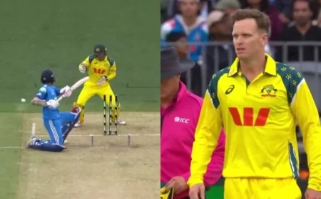 Washington Sundar’s Bold Reverse Sweep Attempt Leads to Dismissal by Matthew Kuhnemann in First ODI