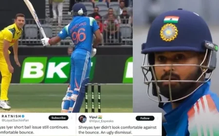 Shreyas Iyer Criticized for Struggling with Short Balls in India’s 1st ODI Defeat to Australia