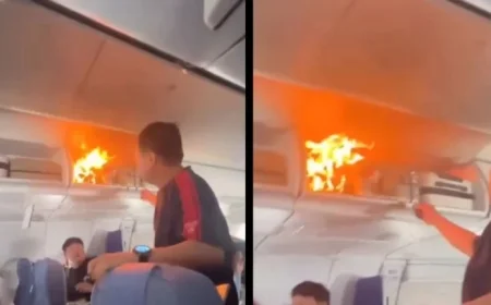 Mid-Air Drama: Plane Forced Into Emergency Landing After Luggage Battery Ignites – Watch the Trending Video