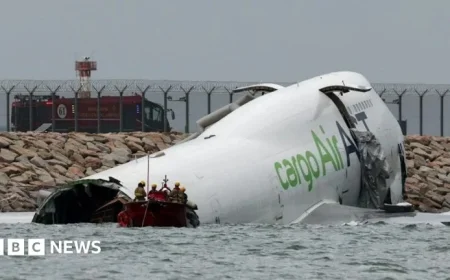 Emirates Cargo Plane Veers Off Runway Into Sea at Hong Kong International Airport