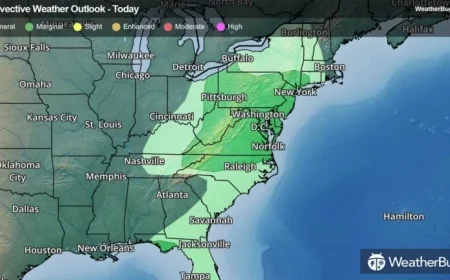 Gusty Storms with Heavy Rainfall to Hit the Mid-Atlantic Region