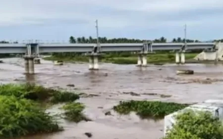 Vaigai River Bridge Floodwaters Rise as Inflow to Vaigai Dam Increases