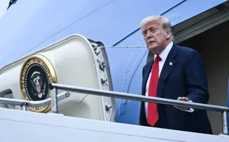 Trump swiftly boards Air Force One using smaller stairs amid heightened security measures reports White House official