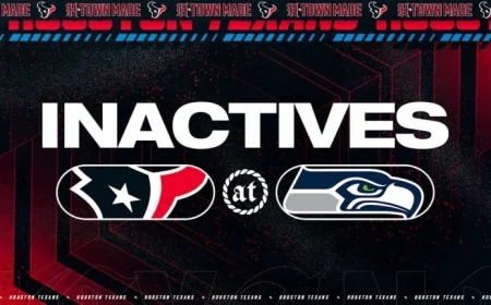 Week 7 Houston Texans Inactives List Against Seattle Seahawks