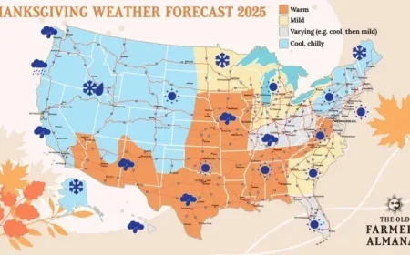 Thanksgiving Weather Forecast: Old Farmer’s Almanac Predicts Chilly Temperatures and Snow Chances in the West and Northeast