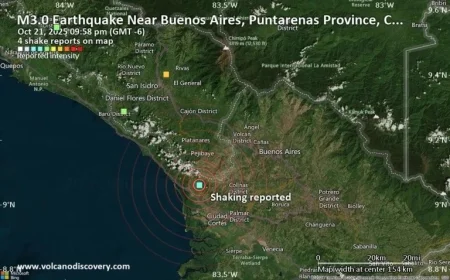 Possible earthquake tremor shakes near Buenos Aires in Puntarenas Province Costa Rica just moments ago