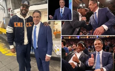 Andrew Cuomo Rushes to Knicks Opener Right After NYC Mayoral Debate, Sits Beside Eric Adams