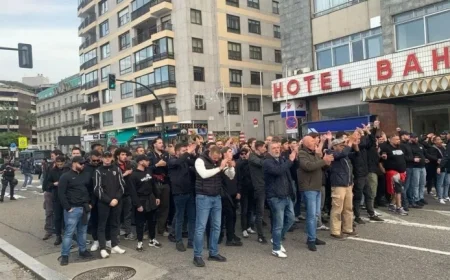 Police Escort Nice Fans to Balaídos Stadium