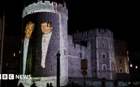 Trump-Epstein Projection on Windsor Castle Results in No Charges