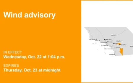 Wind Advisory Issued for San Gorgonio Pass and San Diego Deserts