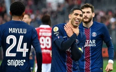 Hakimi Scores Twice as PSG Defeats Brest to Reclaim Ligue 1 Top Spot