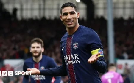 Achraf Hakimi Shines with Two Goals as Paris St-Germain Defeat Brest 3-0 Match Report