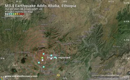 Seismic Event Detected Near Addis Ababa, Ethiopia