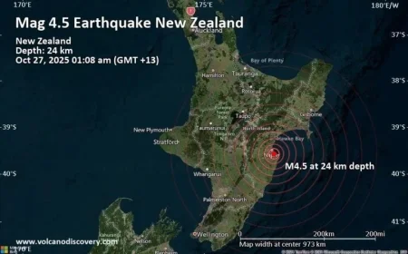 Magnitude 4.6 Earthquake Strikes New Zealand on October 26, 2025