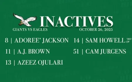 Giants vs. Eagles: Key Players Out