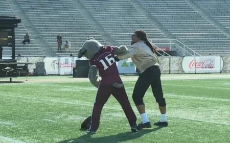 Cam Newton Encounters AAMU Bulldog Mascot