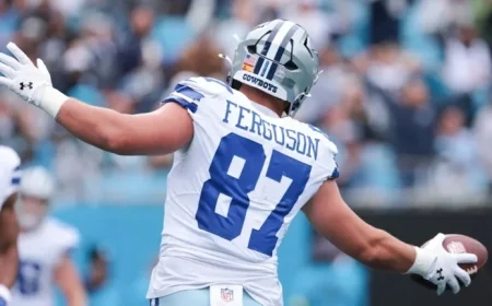 Haley Cavinder Honors National TE Day with Ferguson’s TD Celebration Reenactment