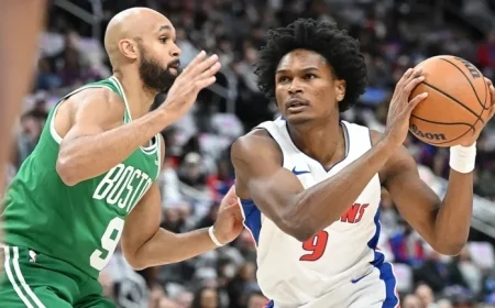 Duren, Thompson, Cunningham Propel Pistons to Victory Over Celtics in Opener